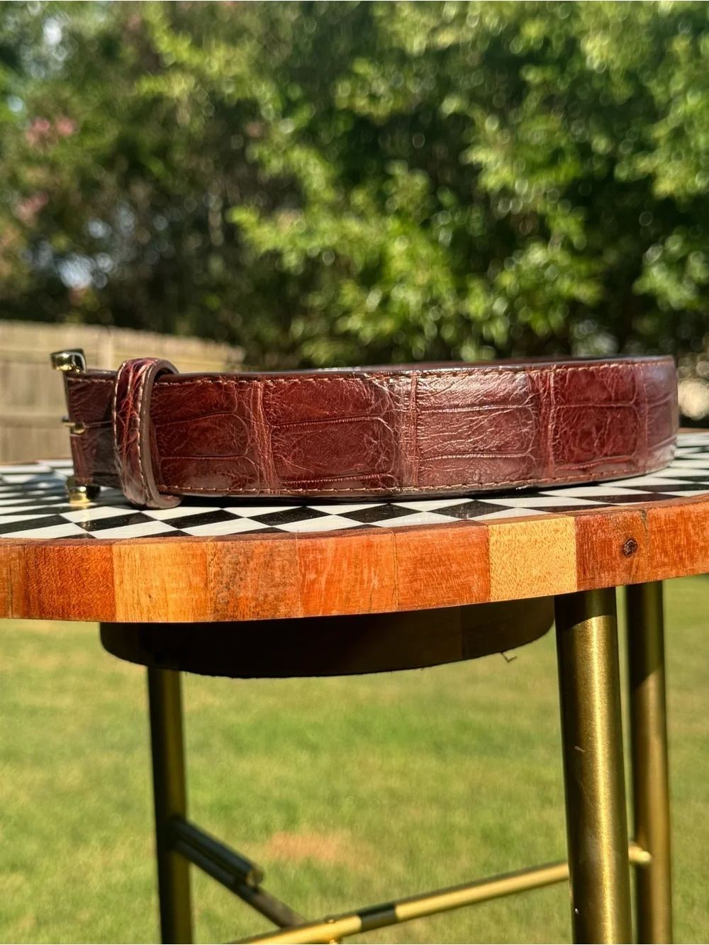 W. Kleinberg Neiman Marcus Matte Alligator Belt Brown 42